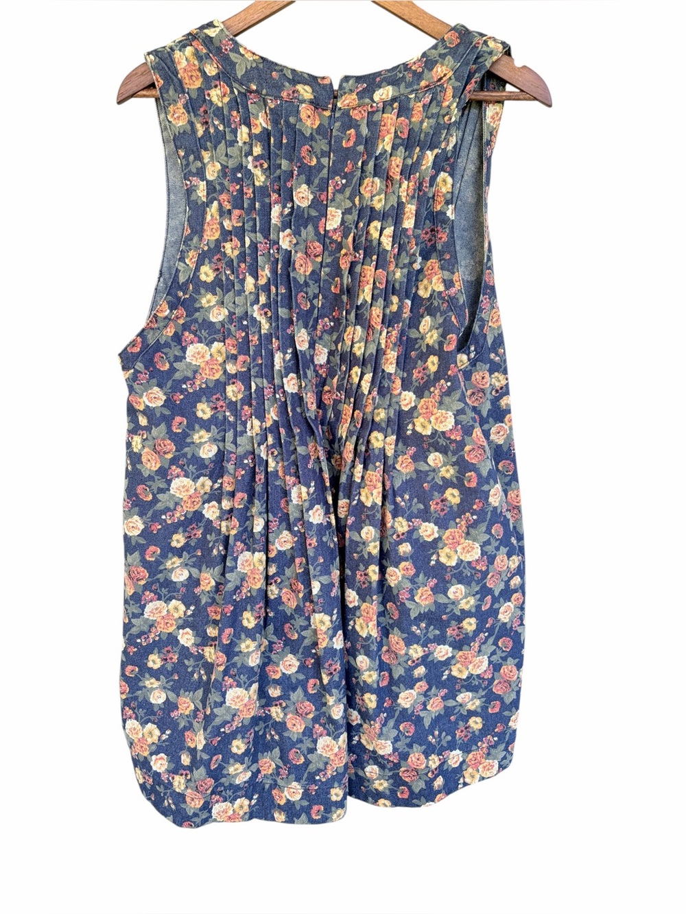 NWT Washed Floral Denim Romper With Front Tie Wide Leg - Picture 4 of 8